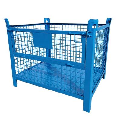 China Stackable Movable Customized heavy 1200kg mesh pallet storage rack best price metal basket logistics storage cage for sale