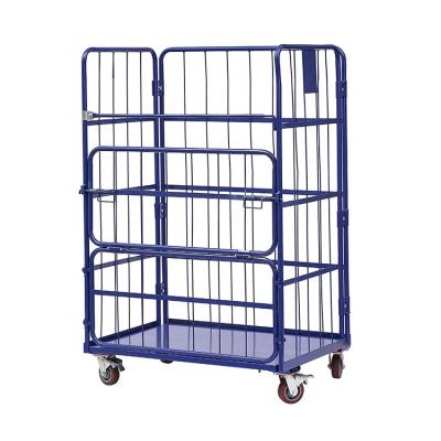 China Foldable Custom foldable 4-sided 500kg powder coated logistics cart for sale