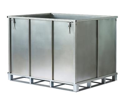 China Solid metal wall 1100kgs Capacity Collapsible Lockable Intermediate Bulk Metal Storage IBC Containers For Chemical Material for sale