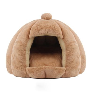 China Various Patterns Cat Kennel Winter Soft Plush Washable Cat House Removable Cover Breathable Indoor Pet Bed for sale