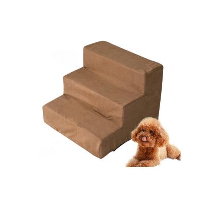 China Viable Pet Stairs for Dog Bed Foam Pet Steps Pet Steps Cat Animal Ramp Suede Fabric Tall Dog Steps Stairs for sale