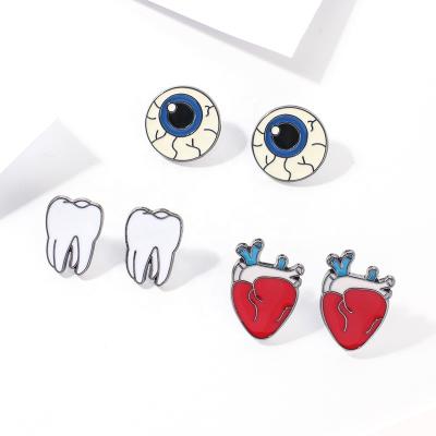 China ALLOY Fashion Enamel Zinc Alloy Halloween Gift, Teeth, Heart, Eye Pins Brooch Set Gift Party Jewelry for sale