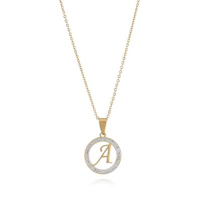 China Trendy Simple Fashion Stainless Steel Letter Charm A To Z Alphabet Pendant Necklace Wholesale for sale