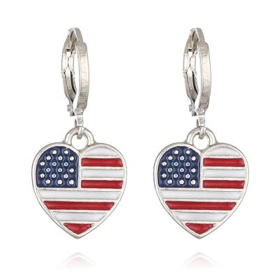 China Fashion promotion gift CLASSIC American, England France Italy national day flag heart star pentagon jewelry earrings, drop earring for sale