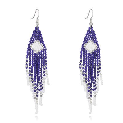 China BOHEMIA Customized Fashion Seed Bead Bohemian Long Earrings Feminine Pearl Tassel Earrings Women for sale