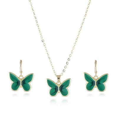 China High Quality Classic Fashion Jewelry Set Butterfly Necklace And Earring Set, Vivid Color Best Friend Necklace Jewelry for sale