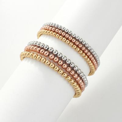 China Promotion Gifts CLASSIC High Polished Copper Metal Beads Bracelet 4MM 5MM for sale