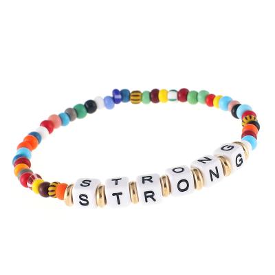 China CLASSIC Fashion Elastic Band Best Friend Emotion Words Promotion Gift Crystal Beaded Jewelry for sale