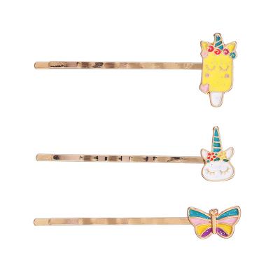 China Eco-friendly fashion new arrival kids butterfly hair accessories, unicon hair pins set, enamel hair clips for sale