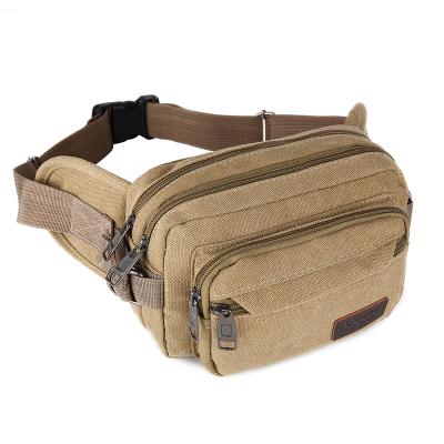 China Water Proof Canvas Sports And Leisure Waist Bag Large Capacity Mobile Phone Cashier Waist Bag Shoulder Messenger Bag for sale