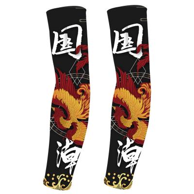 China Chinese Style Breathable Tattoo Sleeves Sun Protection Men Ice Silk Peking Opera Cycling Cool Anti UV Cuff Summer Female Arm Sleeves for sale