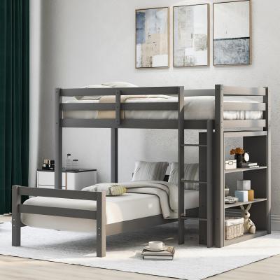 China Twin PANEL above twin bed with shelves plot toddler bed design-grey for sale