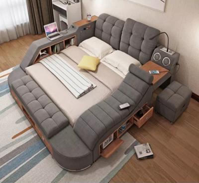 China 2018 Hot Selling Multifunctional Convertible Leather And Fabric Bed With Audio Massager/LED/Locker/USB For Bedroom for sale