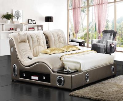 China Convertible 2021 Hot Selling Leather And Fabric Bed With Popular Massager / Audio / Monitor For Bedroom for sale