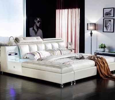 China 2018 New Concept Comfortable White Modern Leather King Bed With An Air Purifier And Locker for sale