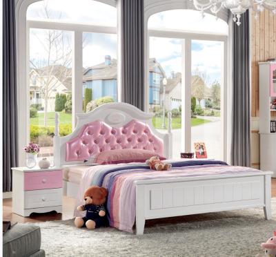 China Modern Pink Bookcase Headboard 2021 Kids Bed Girl Bedroom Furniture Sets New Design Kids Pink Bedding Furniture for sale