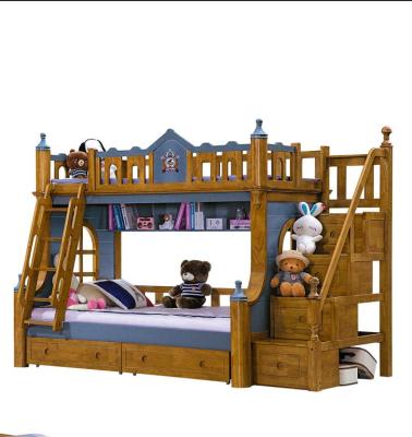 China 2021 modern wholesale cheap child's wooden bed with wardrobe kids bunk bed bedroom furniture for sale