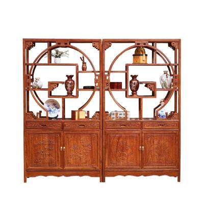 China (Hand Other) 2021 Rosewood Furniture Adjustable Carve Solid Wood Showcase Display Shelving Curiosity Cabinet for sale