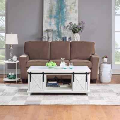 China Convertible distressed coffee table with storage shelf and sliding doors for sale