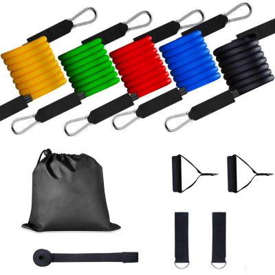 China Fitness LXYRB-10 Custom Adjustable Home Exercise Fitness 11pc Resistance Bands Bulk Set for sale