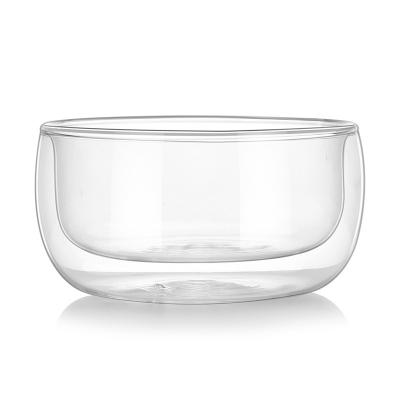 China Amazon Sustainable Hot Selling Transparent Round Double Large Glass Salad Bowl for sale