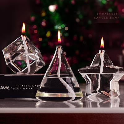 China Home decoration luxury clearcraft cone oil lamp pour oil containers wick oil burners handblown glass candle kerosene lampcandle lamp for sale