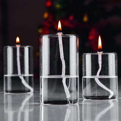 China Home decoration luxury clearcraft cone oil lamp pour oil containers wick oil burners handblown glass candle kerosene lampcandle lamp for sale