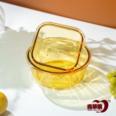 China Sustainable Wholesale Green Apple Amber Thickened High Boron Glass Crate Fresh-keeping Workers Pick Up Rice In Separate Bowls for sale