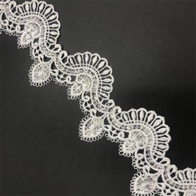 China Black White Fashion Embroidery Lace Water Soluble Garment Balancing Chemical Lace for sale