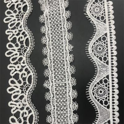 China Chemical Custom Polyester Venice Braid Tape Sequin Lace Trim 40mm Water Soluble White for sale