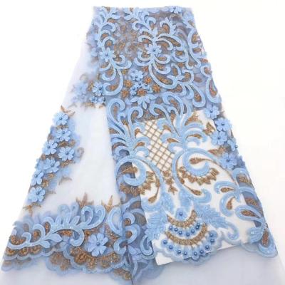 China New Viable High Quality Cheap Floral Embroidery Lace Mesh Tulle Sequin Fabric for sale