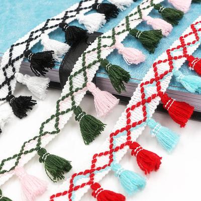 China Eco-friendly fashion new 4.5cm in stock curtain tassel pompom and fringe lace bright color trimming for sale