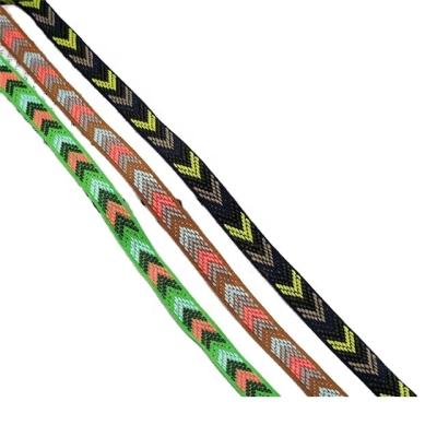 China Factory Fashion Viable Direct Current Polyester Woven Jacquard Ribbon Ethnic Hot Selling Webbing For Decorative Hat for sale