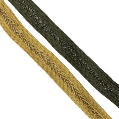 China 2cm viable gold lurex braided fancy tape ribbons embroidery tape with lurex for sale