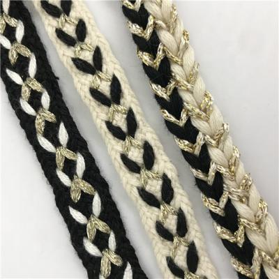 China Viable Sewing Accessories Polyester Cotton Gold Braided Decoration Dress Lace Crochet Sewing Trim for sale