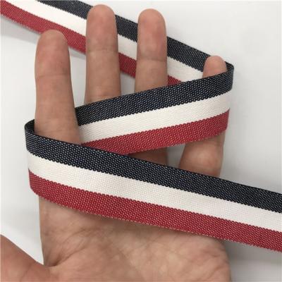 China Factory Sustainable Stock Hot Sale 25mm Polyester Non-Stretch Stripe Knitted Tape for sale