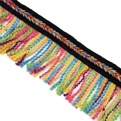 China New stock design .shoes .clothing colorful fringe lace garment accessories 6cm tassel fringe trimming for beach sun hats for sale