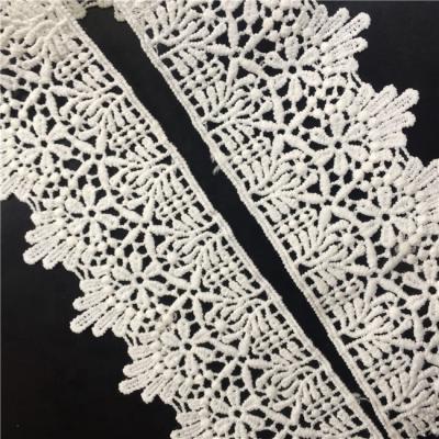 China Sustainable Wholesale Cheap Brand White Embroidery Lace Trims Crochet Chemical Water Soluble Lace Trimmings for sale