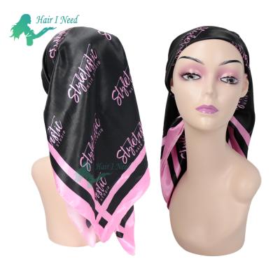 China Wholesale Softer Fashion Head Scarf Custom Printed Logo Satin Silk Scarf for sale