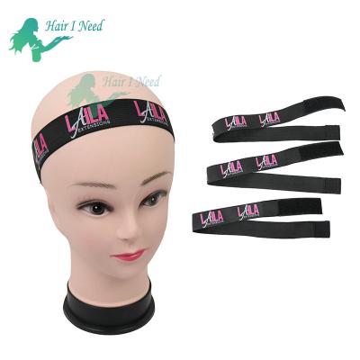 China Wig Wear 3cm Wide Custom Logo Printing Elastic Wig Band With Adjustable Band for sale