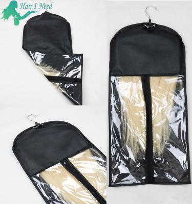 China Recyclable Hair Weave Hanger Packing PVC Coating Bag With Transparent Zipper Front for sale