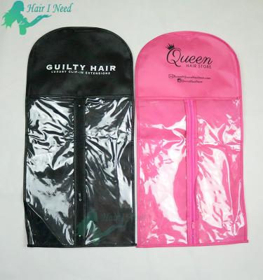 China Recyclable Custom Zipper Hanger Hair Extension Packaging Suit Case Bag With Logo For Hair Extensions for sale