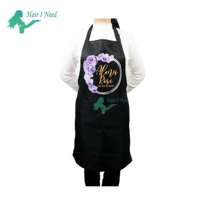 China Custom Logo Printed Daily Cleaning Hair Salon Waterproof Aprons Barber Aprons With Pockets Hair Stylist Aprons for sale