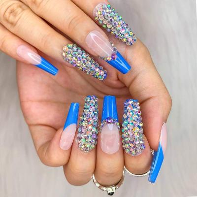 China Easy Apply New Style Coffin Long Press On ABS Nail Luxury Listing Accessories Artificial Nails Nail Art Finger Glitter Powder for sale