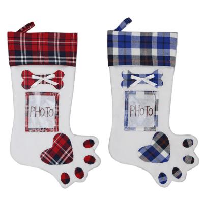 China Decoration Candy Bag Christmas Stockings Lovely Dog Paw Christmas Stockings for sale