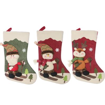 China Cute Santa Christmas Stockings Snowman Christmas Decoration Wholesale Sack Elk Christmas Decoration for sale