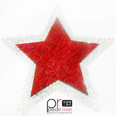 China Red Star Viable Design with Crystal Hot Fix Fashion Glass Patches for Clothing Decoration for sale