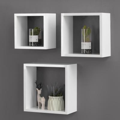 China High Quality Wooden Storage Cubes Wall Shelf Modern Style Wall Mounted Large MDF Floating Frame for sale