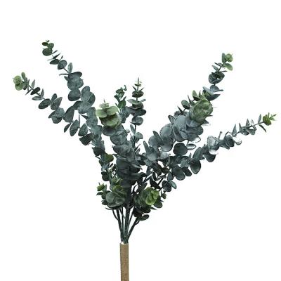 China Popular hot sale artificial green eucalyptus branch for indoor decoration for sale