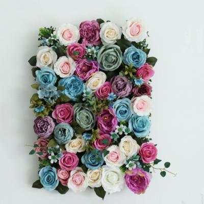 China Wedding Rose Flower Wall Panel Silk Artificial Flower Wall for Wedding Decoration for sale